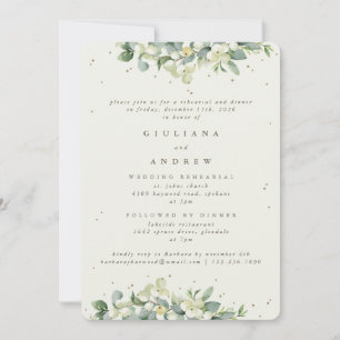 Cream Snowberry+Eucalyptus Wedding Probe Einladung