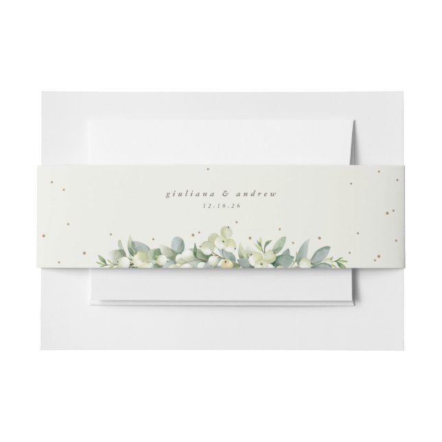 Cream Snowberry+Eucalyptus Wedscape Landschaft Einladungsbanderole (Vorderseite Beispiel)