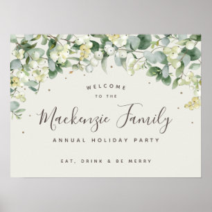 Cream Snowberry+Eucalyptus Weihnachtsfeier Poster