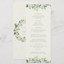 Cream Snowberry+Eukalyptus 4 Course Hochzeitswohnu Menükarte