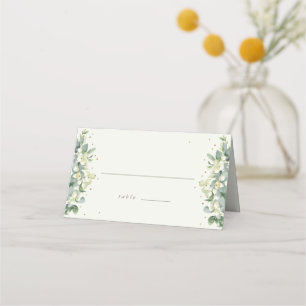 Cream Snowberry+Eukalyptus Winter Hochzeit geklapp Platzkarte
