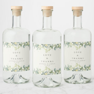 Cream Snowberry+Eukalyptus Winter Wedding Alkoholflaschenetikett