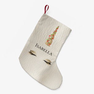 Cream Sparkle Gold Glam Einhornleuchten Kleiner Weihnachtsstrumpf