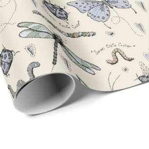Cream Sweet Little Critter Baby Bugs Insekten Kind Geschenkpapier
