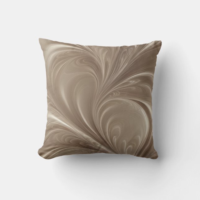 Cream Swirl - Soft Beige Abstract Flowing Design Kissen (Vorderseite)