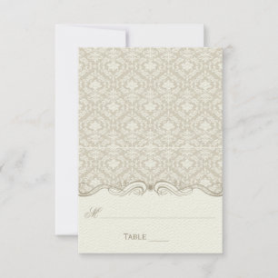 Cream Tan Ivory Damask Wirbel Falte Platzkarten