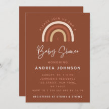 Cream & Terracotta Boho Rainbow Moon Babydusche I