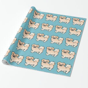 Cream Tibetan Spaniel Cartoon Dog Geschenkpapier