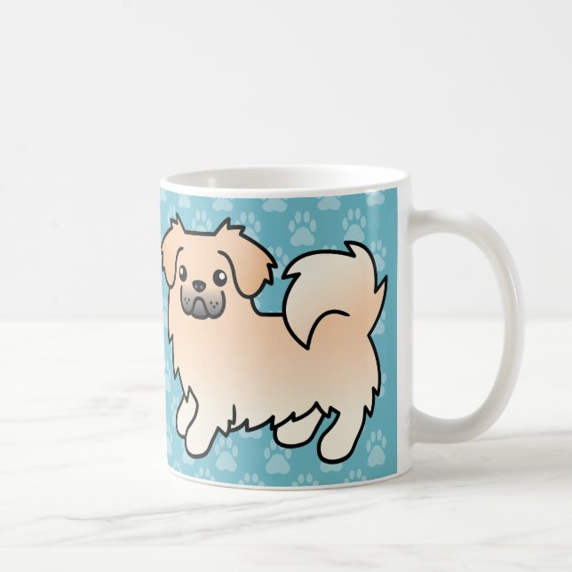 Cream Tibetan Spaniel Cartoon Dog Tasse (Rechts)