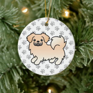 Cream Tibetan Spaniel Niedlicher Cartoon Dog Keramik Ornament