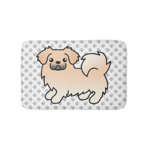 Cream Tibetan Spaniel Süßer Cartoon-Hund & Pfoten Badematte