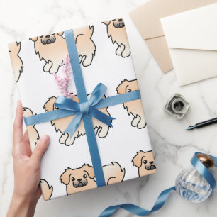 Cream Tibetan Spanisch Niedlich Cartoon Dog Muster Geschenkpapier