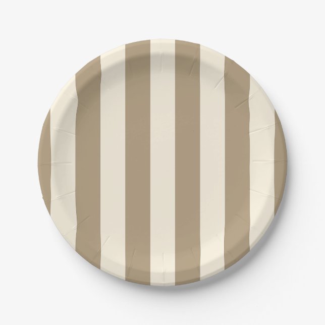 Cream Tofu Khaki Oyster Stripe Pappteller (Vorderseite)