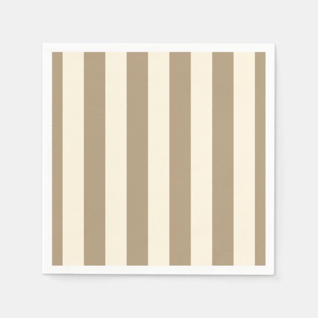 Cream Tofu Khaki Oyster Stripe Serviette (Vorderseite)