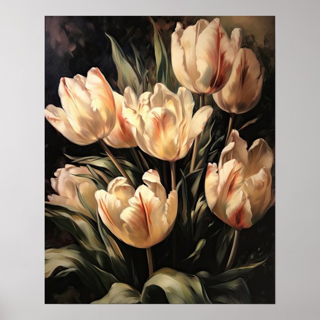 Cream Tulip Blume Art Print Poster (Vorne)