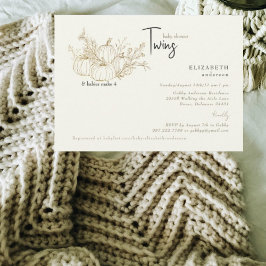 Cream Twins Little Pumpkins Baby Dusche Einladung