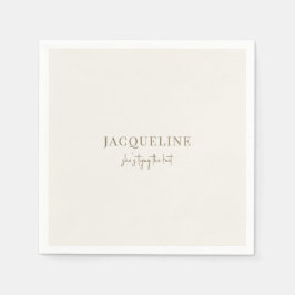 Cream Tying the Knot Cocktail Serviette