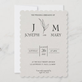 Cream und Black Minimalistisch Elegante Hochzeit E Einladung