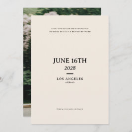 Cream und Black Modern Minimalistisch Wedding Save The Date