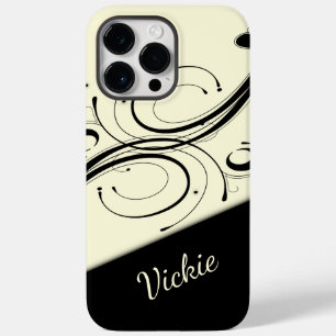 Cream und Black Scroll Accent Personal Case-Mate iPhone 14 Pro Max Hülle