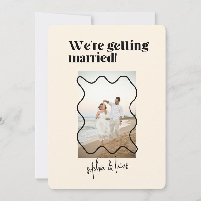 Cream und Black Simple Modern Wedding Einladung (Vorderseite)