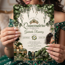 Cream- und grüne goldene Tiara-Blumen-Quinceañera