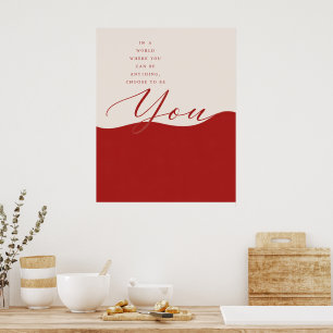 Cream- und Rottönendes Empowerment-Zitat – Minimal Poster
