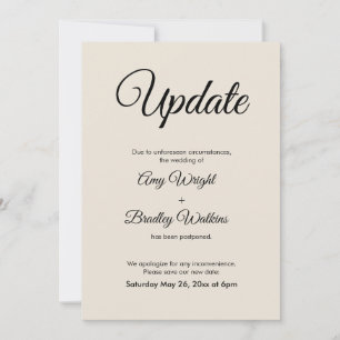 Cream Update verzögert Hochzeitsankündigung Einladung