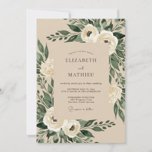 Cream Verdant Woodland Hochzeit Einladung