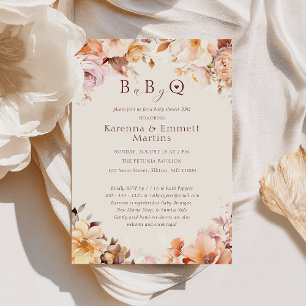 Cream Vintage Floral Herbst Baby-Q BBQ Baby Shower Einladung