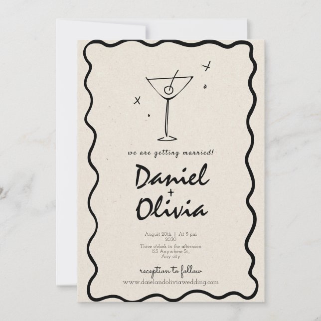 Cream Vintage Wedding Einladung (Vorderseite)