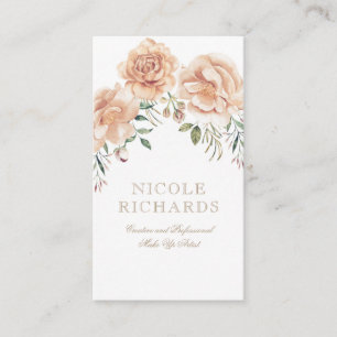 Cream Watercolor Blume Bouquet Elegantes Design Visitenkarte