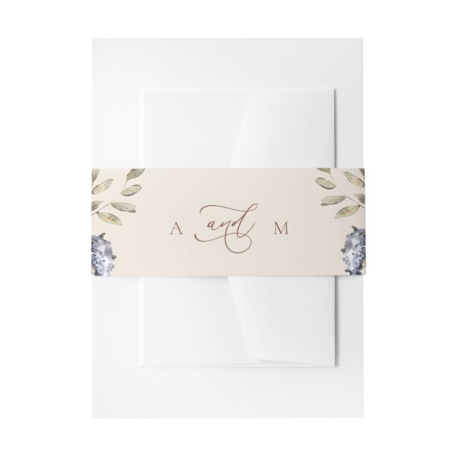 Cream Watercolor Floral Monogram Wedding  Einladungsbanderole (Vorderseite Beispiel)