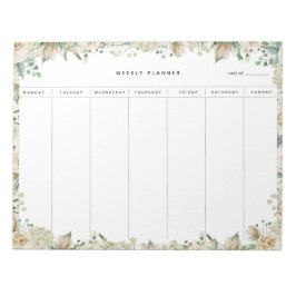Cream Watercolor Floral Weekly Planner Notizblock