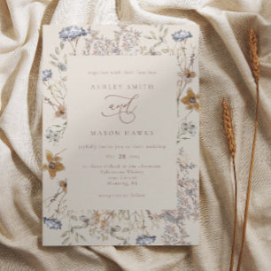 Cream Watercolor Wildblumen Calligrafy Wedding Einladung