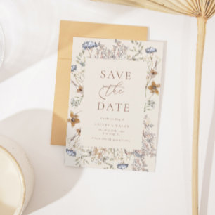 Cream Watercolor Wildblumen Calligrafy Wedding Save The Date