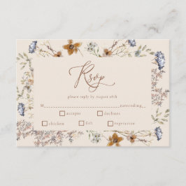 Cream Watercolor Wildflowers Calligraphy RSVP Begleitkarte