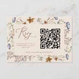 Cream Watercolor Wildflowers Calligraphy RSVP Begleitkarte