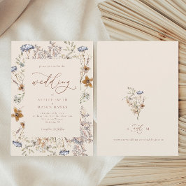 Cream Watercolor Wildflowers Calligraphy Wedding Einladung