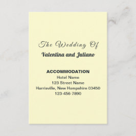 Cream Wedding Accommodation Portrait Begleitkarte