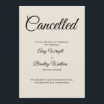 Cream Wedding Cancellation Announcement Card Einladung<br><div class="desc">Hier ist eine einfache Karte, um Ihre Gäste zu benachrichtigen, wenn es notwendig ist, anzukündigen, dass Ihre Hochzeit abgesagt wurde. Verwenden Sie die Vorlagenfelder, um Ihre persönlichen Daten hinzuzufügen und dieses elegante, minimalistische Design zu Ihrem eigenen zu machen. Der cremefarbene Hintergrund kann in eine beliebige Farbe geändert werden. Alle Schriftart...</div>