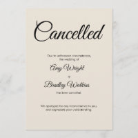 Cream Wedding Cancellation Announcement Card