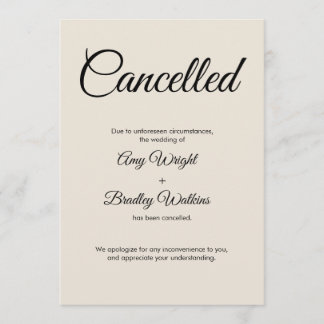 Cream Wedding Cancellation Announcement Card Einladung