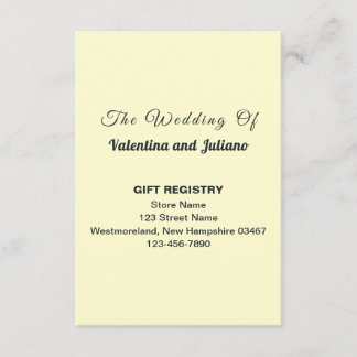 Cream Wedding Gift Registry Portrait Begleitkarte