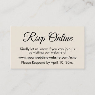 Cream Wedding RSVP Online Elegant Einfach Begleitkarte