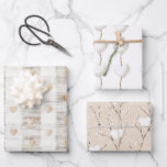 Cream White Beige Boho Hearts Brautparty Geschenkpapier Set<br><div class="desc">Cream White Beige Boho Hearts Brautparty</div>