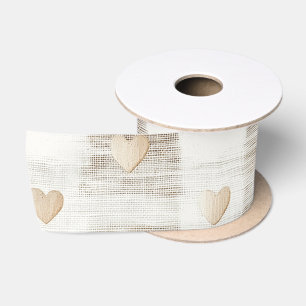 Cream White Beige Boho Hearts Brautparty Satinband