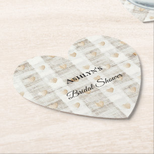 Cream White Beige Boho Hearts Brautparty Untersetzer