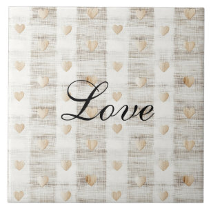 Cream White Beige Boho Hearts Fliese