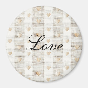 Cream White Beige Boho Hearts Magnet
